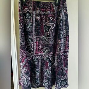 Maxi skirt , cut on bias, boho print, fairy grunge, size 10